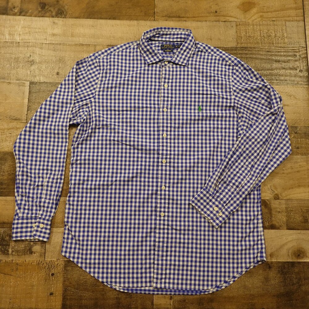 Polo Ralph Lauren Gingham Performance Button Down Shirt Men's XL Blue White